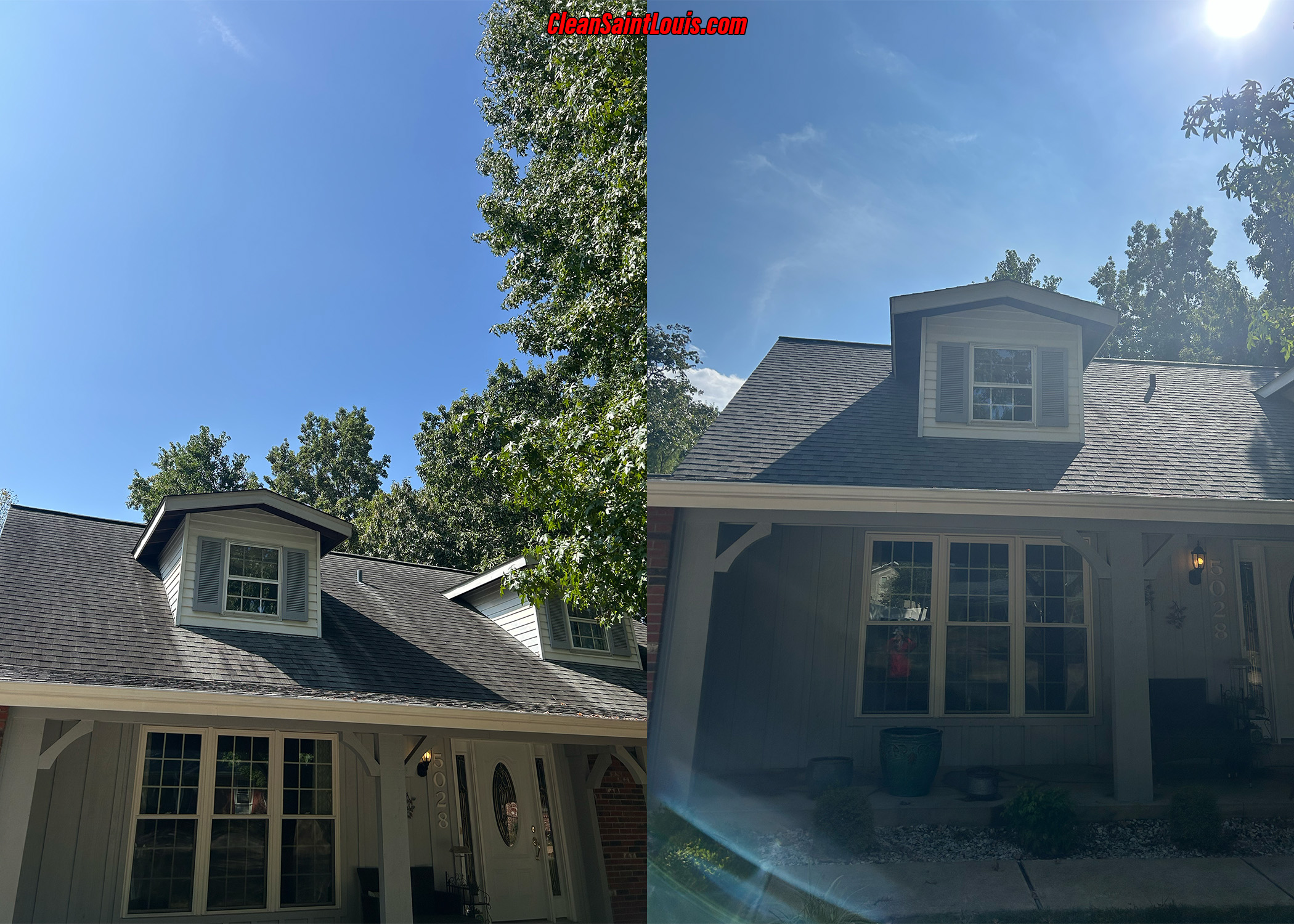 Asphalt Shingle Roof Soft Wash in St. Louis, MO.